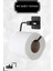 Yapışkanlı Siyah Uzun Havlu Askısı Kare Havluluk Havlu Askısı Wc Tuvalet Kağıtlık 3 Lü Banyo Set 3