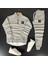 Unisex Yeni Sezon Üç Çizgi Baskılı Yarım Fermuarlı Sweatshirt-Eşofman Altı 2'li Set Kombin 1