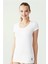 Pamuklu Modal Kumaş Derin Yuvarlak Yaka Likralı T-Shirt 66003 1