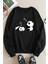 Only Trendwear  Unisex Uykucu Panda Baskılı Bisiklet Yaka Sweatshirt 1