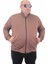 Büyük Beden Basic Mevsimlik Fermuarlı Sweatshirt 22750 Taba 1