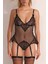 Siyah Çıkartılabilir Jartiyerli Dantelli Bodysuit MEAW24BD0017 5