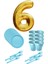 8 Tabak 8 Bardak 8 Çatal ( Mavi ) Rakam Folyo Balon 6 Yaş ( Gold ) 1