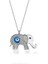 925 Ayar Rodyum Kaplamalı Beyaz Taşlı Mavi Nazarlı Fil Tasarım Gümüş Kolye 1