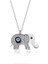 925 Ayar Rodyum Kaplamalı Beyaz Taşlı Mavi Nazarlı Fil Tasarım Gümüş Kolye 2