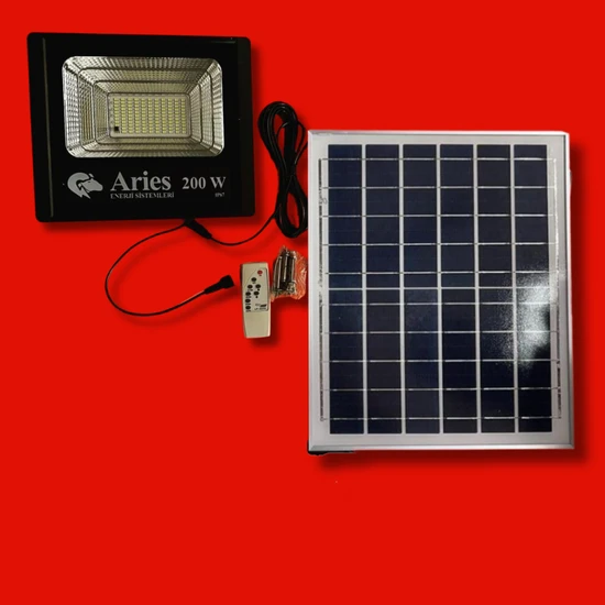 Aries 200W Güneş Enerjili Paneli Ayrı Iç ve Dış Aydınlatma Cihazı