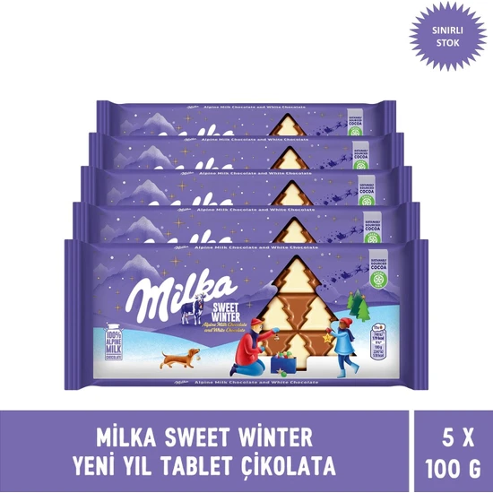 Milka Sweet Winter Yılbaşı Tablet Çikolata 100 gr - 5 Adet