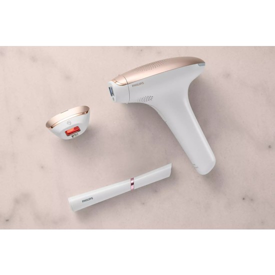 Philips Lumea 5 Yoğunluk Ayarlı Premium 2 Başlıklı Ipl Epilasyon Aleti & Satin Compact Kalem Düzeltici, Cilt Tonu Sensörü, Dahili Uv Koruması,Beyaz Lambader Hediye