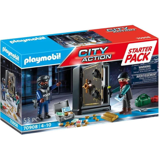 Playmobil 70908 Şehir Aksiyonu Polis Banka Soygunu Başlangıç Paketi, Eğlenceli Yaratıcı Rol Yapma, Oyun Seti, 4 Yaş ve Üzeri Çocuklar Için Uygundur