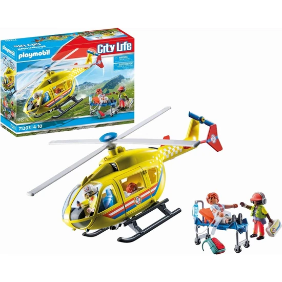 Playmobil 71203 City Life Tıbbi Helikopter, Helikopter Oyuncağı, Acil Kurtarma Hizmetleri Oyuncak Seti, Eğlenceli, Yaratıcı Rol Yapma, Oyun Seti, 4 Yaş ve Üzeri Çocuklar Için Uygun