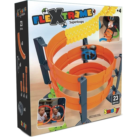 , 180912,  Flextreme Superlooping Oyun Seti, Büyütülebilir Set, Tamamlayıcı, Uzun Ray Parçaları, Spiral Sürüş,  Flextreme Superlooping Set