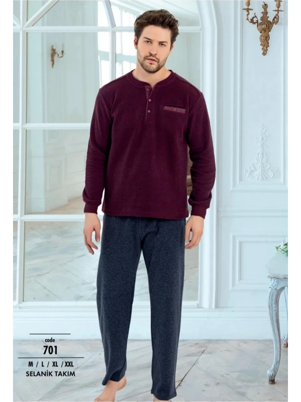Erse Erkek Selanik Dokuma Kışlık Pijama Takım %100 Pamuk