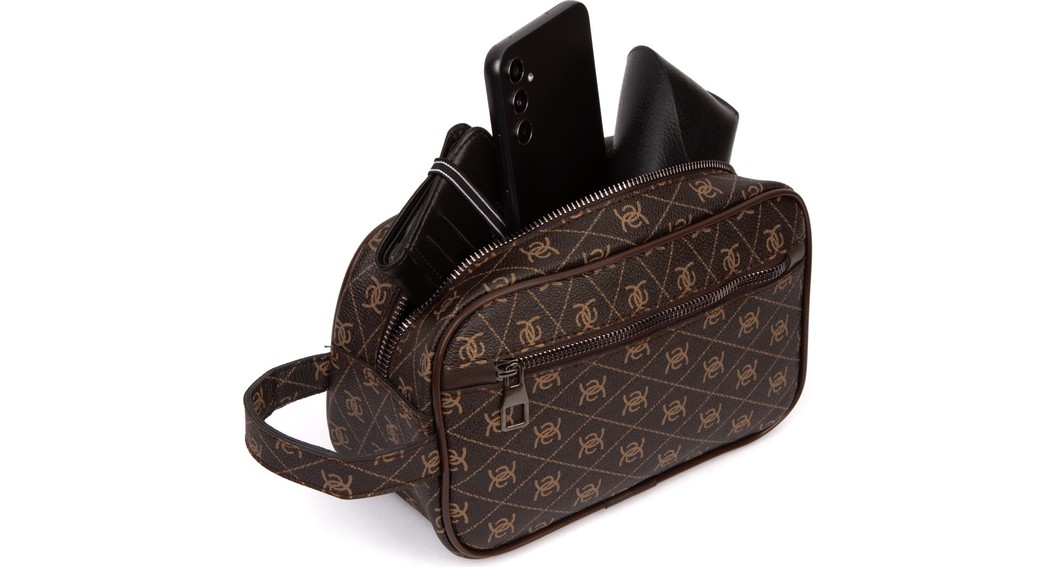 Adelina Bags Siyah Desenli Portföy Seyahat El Çantası Hangbag görsel 8