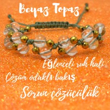 Yıldız Doğal Taş 6mm Ipli Beyaz Topaz Ayarlanabilir Ölçü Doğal Taş Bileklik