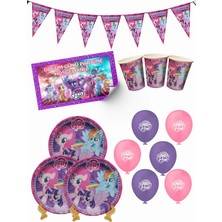 My Little Pony Bayraklı ve Afişli 24 Kişilik Doğum Günü Parti Malzemeleri Süsleri Seti Mxst