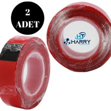 Harry 2 Adet 19 mm x 2 Metre Silikonlu Kırmızı Vhb Akrilik Çift Taraflı Bant Montaj Bantı