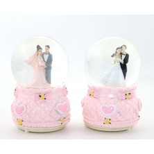 Keyfim Shop Gelin Damat Orta Boy Işıklı Müzikli Kar Küre