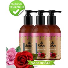 Rekze 3 Adet Gül Aromalı Yenilir Yenilir Vücut Masaj Yağı 120 ml