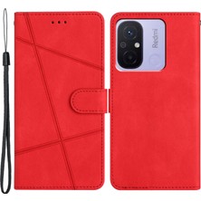 4U Sky Xiaomi Için Redmi 12C 4g Baskılı Çizgiler Cüzdan Deri Telefon Kılıf Çılgın At Doku Standı Kapak-Kırmızı (Yurt Dışından)