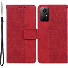 4U Sky Xiaomi Için Redmi Note 12S 4g Geometri Basılı Baskılı Düşüş Koşullu Pu Deri Cüzdan Stand Telefon Mobile Case-Red (Yurt Dışından)