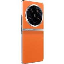 4U Sky Xiaomi 13 Ultra Şok Geçirmez Pu Deri Deri Pc Telefon Kılıfı Anti-Slip Koruyucu Kapak-Orange (Yurt Dışından)