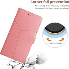 4U Sky Xiaomi Için HT01 13 Ultra Cep Telefonu Kapağı Y Şeklinde Hat Basılı Stand Cüzdan Pu Deri+Tpu Kapak Pembe (Yurt Dışından)