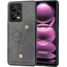 4U Sky Xiaomi Için Poco X5 5g/redmi Note 12 5g (Global)/(Hindistan)/(Çin) Kickstand Telefon Kılıfı Tutucu Pu Deri Kaplamalı Tpu Kapak-Grey (Yurt Dışından)