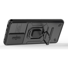 4U Sky Pc+Tpu Kabuğu Xiaomi Için Poco F5 5g/redmi Not 12 Turbo, Anti-Drop Telefon Kasası Slayt Lens Koruması Kickstand Arka Kapak-Black (Yurt Dışından)