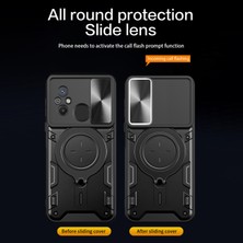 4U Sky Xiaomi Redmi Için 12C 4G/11A 4g Slayt Kamera Kapağı Pc+Tpu Kapak Ring Kickstand Anti-Drop Telefon Kılıfı Black (Yurt Dışından)