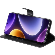 4U Sky Xiaomi Için Redmi Note 12 Turbo/poco F5 5g Buzağı Doku Telefon Kılıfı Stand Fermuarı Cep Cüzdan Kapak Black (Yurt Dışından)