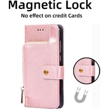 4U Sky Xiaomi Için Redmi Note 12 4g Zipper Cep Deri Telefon Kılıfı Cüzdan Stand Strap-Rose Gold ile Damla Geçirmez Kapak (Yurt Dışından)