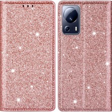 4U Sky Xiaomi Için 13 Lite/civi 2 5g Pu Deri Glitter Telefon Kılıfı Stand Cep Telefonu Kart Tutucu Golü Altın (Yurt Dışından)