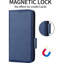 4U Sky Xiaomi Için 13 Ultra Anti-Drop Telefon Kılıfı Litchi Doku Standı Pu Deri Cüzdan Telefon Flip Cover-Dark Mavi (Yurt Dışından)