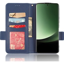 4U Sky Xiaomi Için 13 Ultra Anti-Drop Telefon Kılıfı Litchi Doku Standı Pu Deri Cüzdan Telefon Flip Cover-Dark Mavi (Yurt Dışından)