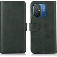 4U Sky Xiaomi Redmi Için 12C 4G/11A 4g Anti-Shock Anti-Chock Cep Telefon Kılıfı Doku Pu Deri Stand Cüzdan Telefon Kapak Yeşil (Yurt Dışından)