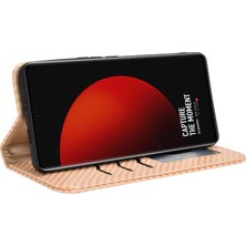 4U Sky Xiaomi 12S Için Ultra 5g Pu Deri Izgara Doku Folio Flip Flip Telefon Kılıfı Stand Cüzdan Manyetik Otomatik Kapanış Kapak Bej (Yurt Dışından)