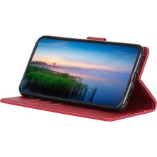 4U Sky Xiaomi Için Poco C55 4g/redmi 11A 4G/12C 4g Telefon Kılıfı Stand Cowhide Doku Pu Deri Kapak-Kırmızısı (Yurt Dışından)