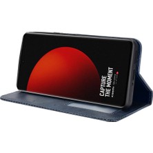 4U Sky Xiaomi 12S Ultra 5g Retro Doku Deri Telefon Kılıfı Giyim Dayanıklı Anti-Fall Anti-Fall Stand Manyetik Emilim Cüzdan Kabuk Mavisi (Yurt Dışından)