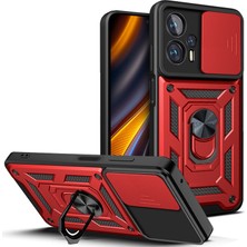 4U Sky Xiaomi Redmi Için Not 11T Pro 5g/not 11T Pro+ 5g/poco X4 Gt 5g/redmi K50I 5g Cep Telefon Kickstand Pc+ Tpu Hibrid Kapak Slayt Kamera Koruma Koruma Karşıtı Telefon Vaka Kırmızı (Yurt Dışından)