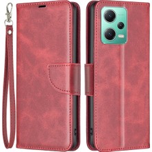 4U Sky Xiaomi Için Poco X5 5g/redmi Note 12 5g (Global)/(Hindistan)/(Çin) Telefon Kılıfı Pu Deri Cüzdan Stand Koruyucu Kapak Strap-Red (Yurt Dışından)