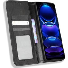 4U Sky Xiaomi Redmi Için Retro Doku Telefon Kılıfı Not 12 5g (Global)/(Hindistan)/(Çin)/poco X5 5g Baskılı Pot Pu Deri Manyetik Otomatik Kapanış Standı Tam Koruma Cep Telefonu Kapak Black (Yurt Dışından)