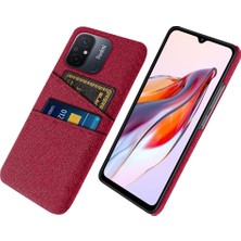 4U Sky Çift Kart Yuvaları Bez Doku Telefon Kılıfı Xiaomi Redmi 12C 4g, Sert Pc Koruyucu Telefon Kapak-Kırmızı (Yurt Dışından)