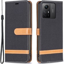 4U Sky Xiaomi Için Redmi Note 12S 4g Stand Kılıf Kot Pus Cülten Pu Deri+Tpu Telefon Kapak Black (Yurt Dışından)