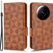 4U Sky Xiaomi 12S Için Ultra 5g Pu Deri Stand Cüzdan Özellik Kılıfı Üçgen Deseni Baskılı Strap-Brown ile Anti-Fall Telefon Koruyucusu (Yurt Dışından)