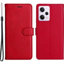 4U Sky Xiaomi Redmi Için Note 12 Pro 5g/note 12 Pro Speed ​​5g/poco X5 Pro 5g Telefon Stand Pu Deri Cüzdan Telefon Kapağı Kayış Kırmızısı (Yurt Dışından)