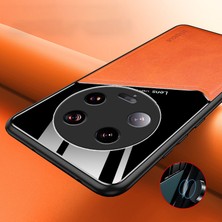 4U Sky Xiaomi 13 Ultra Koruyucu Kapak Pu Deri Kaplamalı Tpu+Pc Telefon Kılıfı Metal Metal Sac-Orange (Yurt Dışından)