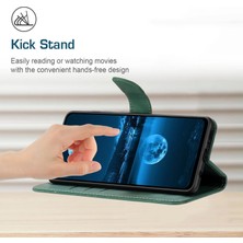 4U Sky Xiaomi Için HT05 13 Ultra Baskılı Çizgi Cilt Touch Telefon Kılıfı Stand Pu Deri Kapak Yeşili (Yurt Dışından)