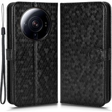 4U Sky Dot Deseni Xiaomi 12S Ultra 5g Için Baskılı Telefon Kapağı, Damla Koruma Pu Deri Stand Cüzdan Case-Black (Yurt Dışından)