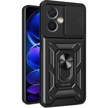 4U Sky Xiaomi Redmi Için Telefon Kılıfı Not 12 5g (Çin), Pc+Tpu Koruyucu Arka Kapak Slayt Kamera Koruyucu ve Yüzük Kickstand-Black (Yurt Dışından)