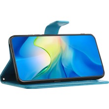 4U Sky Xiaomi Redmi Için Pu Deri Telefon Kapağı Note 12 Pro 5g, Baskılı Kelebek Çiçek Deseni Stand Süpe Mavisi ile Telefon Kılıfı (Yurt Dışından)